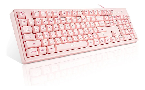 Basaltech Teclado Rosa Con Retroiluminacin Led De 7 Colores,