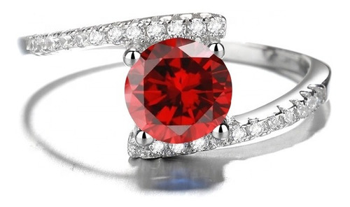 Anillo Plata 925 Mujer Rojo Circones Elegante Compromiso 