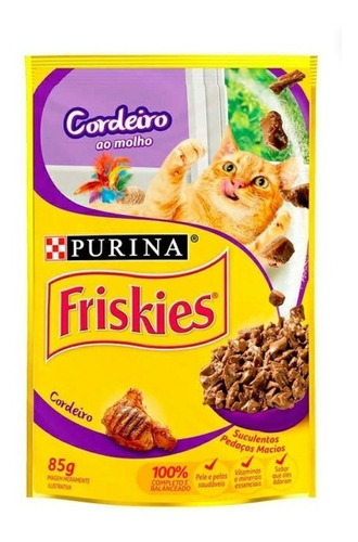 Alimento Friskies Pet Ao Molho Para Gato Adulto Sabor Cordeiro Em Saco De 85g