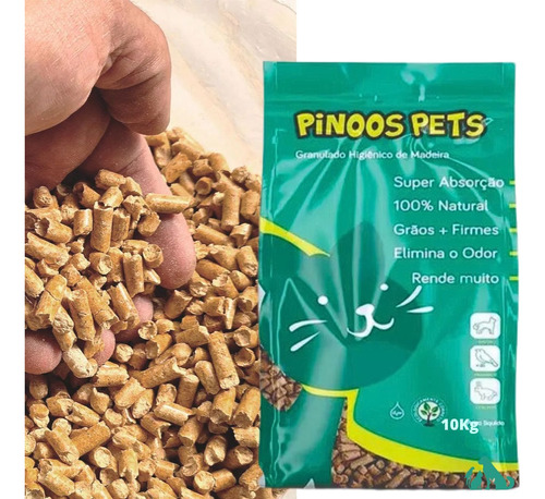 Areia Para Gatos Granulado Higiênico Madeira 10kg Gatos