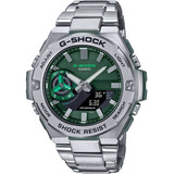 Reloj Casio G-shock Gst-b500ad-3adr Bluetooth Tough Solar, Correa De Reloj Solar, Color Plateado, Color De Bisel Plateado, Color De Fondo Verde