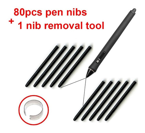 Wacom Black Nibs Con 1 Remover 80 Piezas Puntillas