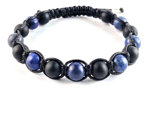 Pulsera Lapislazuli Turmalina Tejido Completo Moda Hombre