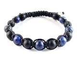 Pulsera Lapislazuli Turmalina Tejido Completo Moda Hombre