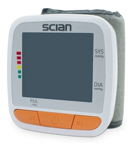 Baumanómetro Digital Scian Para Muñeca Memoria 2x90 Color Blanco Con Naranja