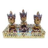 Trio De Buda Tailandês Vermelho Bandeja Espelhada 20x10