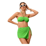 Juego De Traje De Baño Bikini Con Cadena Para Mujer 3 Piezas