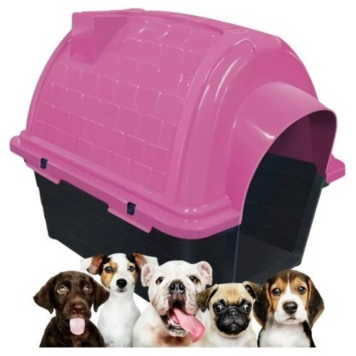 Casinha De Cachorro Furacão Pet N5 Rosa Cama Grande Plástico