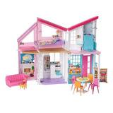 Barbie - Casa Malibu - Amueblada Y Accesorios - Mattel - Color Rosa