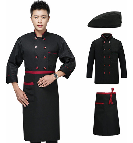  Traje De Chef Filipino 3pcs(clothing + Delantal + Hat)