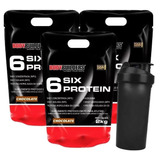 Kit 3x 6 Six Protein 2 Kg + Shaker 12x S/ Juros Frete Grátis