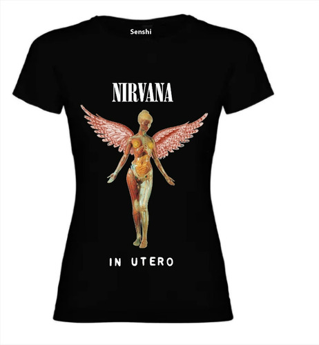 Polera Nirvana In Utero Corte Damas Estampada En Dtf Cod 002