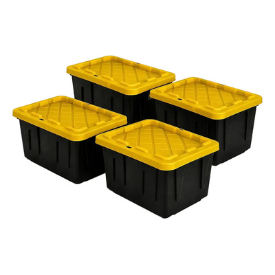 4 X Caja De Plastico Negra Tapa Amarilla 42 Litros Uso Rudo | Envío gratis