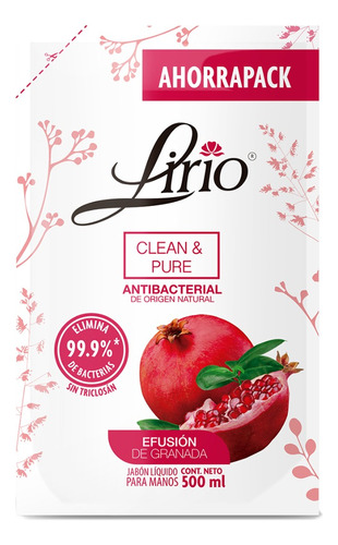 Jabón Líquido Para Manos Lirio Clean & Pure 500 Ml