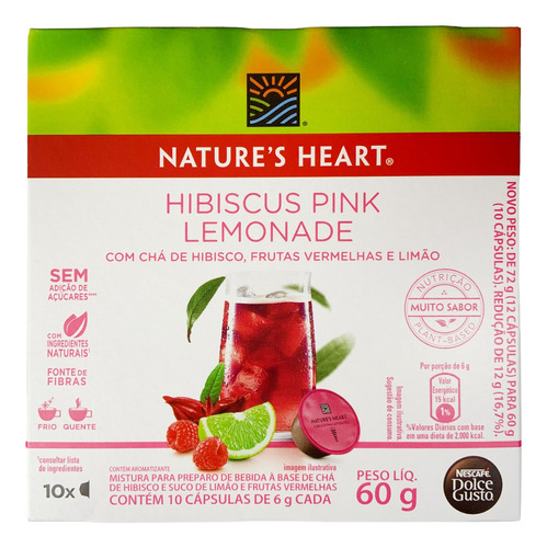 Chá Em Capsula Nature's Heart Hibisco Lemonade Cx Com 10 Uni