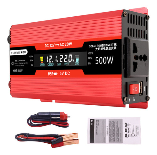 Inversor De 500 W Para Coche, 12 V, 110 V Ac, Solar Lcd, Usb