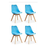 Silla Tulip Eames Celeste X4 Unid Importada Calidad Premium 