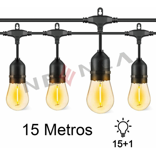Guirnalda Terraza Patio Ampolletas Incluidas Soquetes 15 Mtr