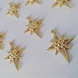 Dijes Estrella 2,8x2,1 Cm X 25 Unid Navidad Dorado Fantasía
