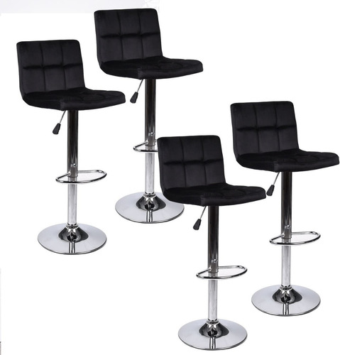 Set X4 Silla Bar Espaldar Acolchado Negra