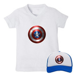 Camiseta + Gorra Capitán América Logo Camisetas Capitán Amér