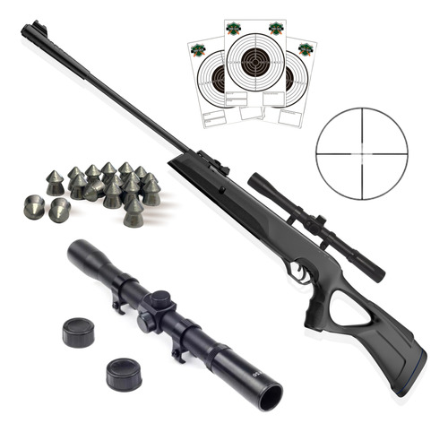 Rifle Aire Comprimido Nitro Piston Fox Bravo Mira Balines 