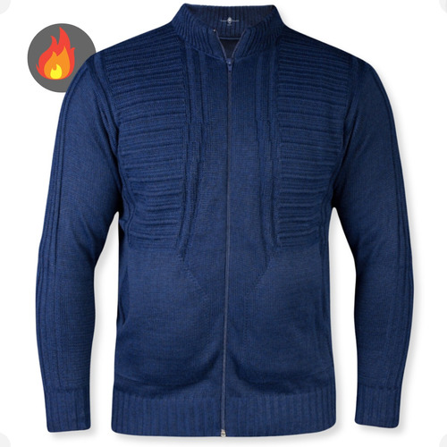 Blusa De Frio Jaqueta Masculina Com Zíper E Bolso Lã Tricot