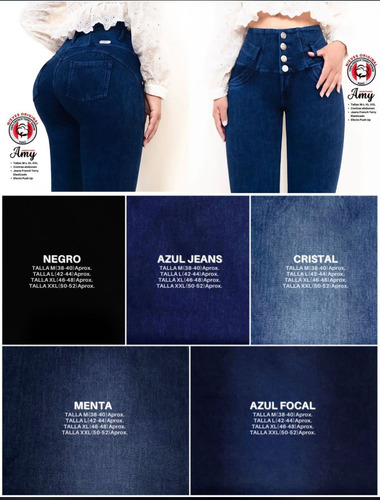 Jeans Peruano Fajero Reductor Con 4 Botones Push Up 