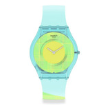 Reloj Mujer Swatch Ss08z104 Cuarzo Pulso Azul En Silicona