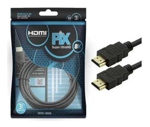 Cabo Hdmi 2.1 Gold 8k Ultra Hd 3m Hdr 19p Tv Games 3 Metros 