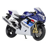 Suzuki Gsx R750 Azul Miniatura Metal Carreras Moto 1/18 A