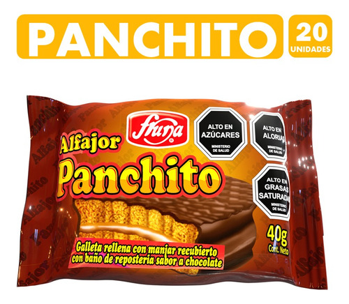 Caja De Alfajores Panchito, De Fruna - Caja Con 20 Unidades