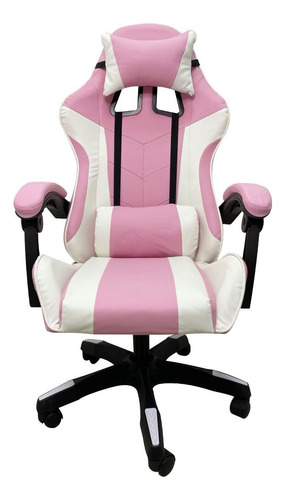 Cadeira Escritório Gamer Reclinável  Massageador Rosa Barbie