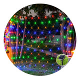 Luces Cascada Malla Led Solar 3x3mts Navidad Decoración
