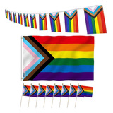 12pzs Bandera Progresista Lgbt + Progress Pride Gay Arcoíris