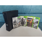 Xbox 360 Slim Negro 2014 + 4 Juegos Originales