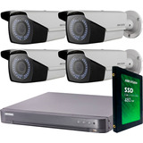Kit Seguridad Hikvision Dvr 8 +dis + 4 Camaras 2mp Varifocal