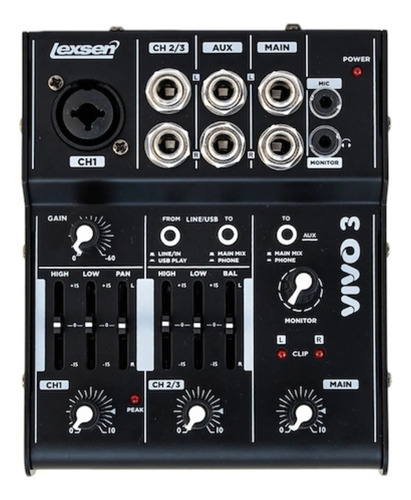 Consola Mixer Pasivo Lexsen Vivo 3 Usb Phantom Power