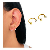 Set 2 Piercing Acero Inox Mujer Set Piercing Punto Cristal