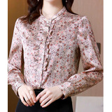 Blusa Camisa Casual Social Floral Feminina Ebany Rosé