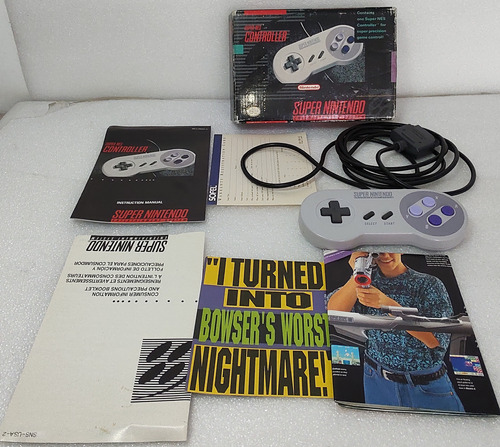 Controle Snes Super Nintendo Original E Completo Na Caixa.