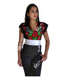 Blusa Artesanal Típica Mexicana Bordado Chiapas (talla M)