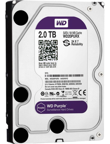 Disco Duro 2tb Wd Purple Wd20purz Especial Para Cctv Hd