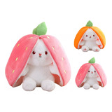 Bonito Forma Conejo De Fresa Zanahoria Peluche 25 Cm Kawaii