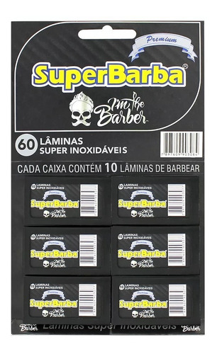 Lamina De Barbear 60pcs Super Barba Premium Barbearia