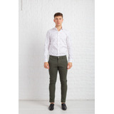 Pantalón Corte Chino De Gabardina Semi Chupín De Hombre 