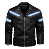 Chaqueta De Cuero Pu Reflectante De Moda For Hombre