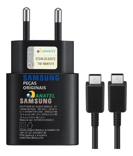 Carregador Original Samsung 25w Turbo S20 Fe S21 Plus Ultra