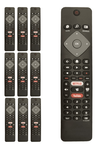 Kit 10 Controle Remoto Para Philips Smart Tv 4k 50pug7625/78