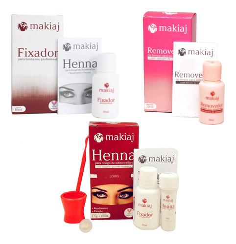 Kit Henna Makiaj Sobrancelha Profissional Removedor Fixador Cor Loiro